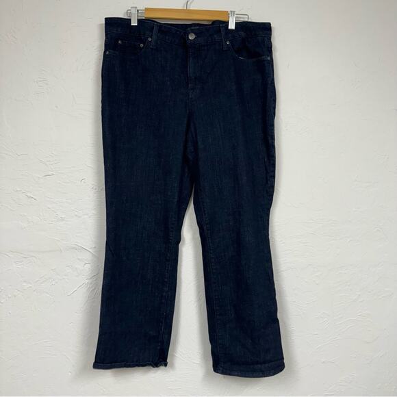 NYDJ Jeans Marilyn Straight Blue Dark Wash Womens 16 Nip Tuck Ankle Length - Picture 1 of 13